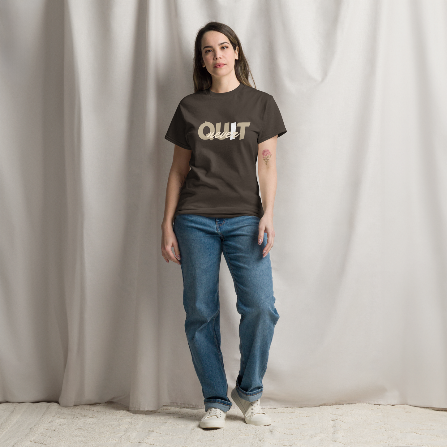 I Never Quit | Women Round Neck Half Sleeve T-shirt